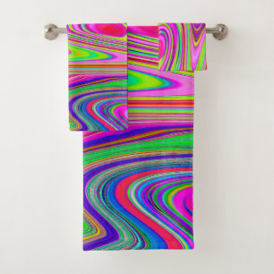 Conjunto De Toalhas Abstrato cor-de-rosa e amarelo-trilha
