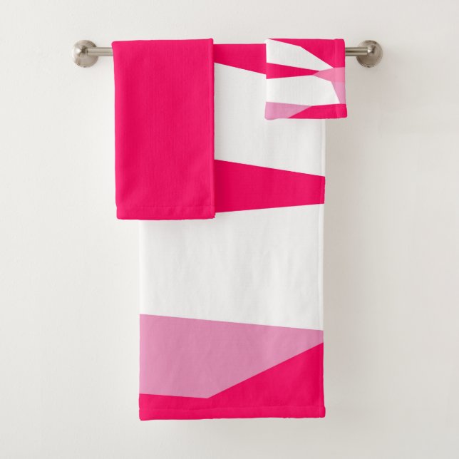 Conjunto De Toalhas Abstrato cor-de-rosa e branco (Insitu)