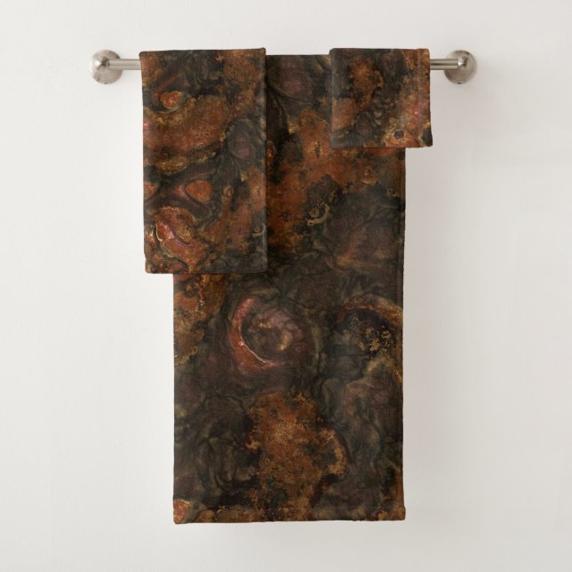 Conjunto De Toalhas Abstrato de Bronze e Pedra Rosa (Insitu)
