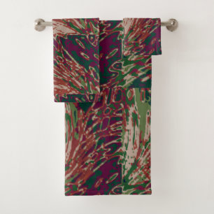Conjunto De Toalhas Abstrato de Cores de Madeira de Browns e Verdes