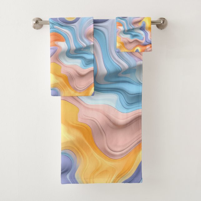 Conjunto De Toalhas Abstrato de Fluido Plástico Pastel (Insitu)