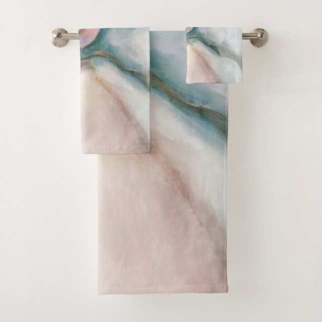 Conjunto De Toalhas Abstrato de Fluxo de Marble de Aquarela (Insitu)