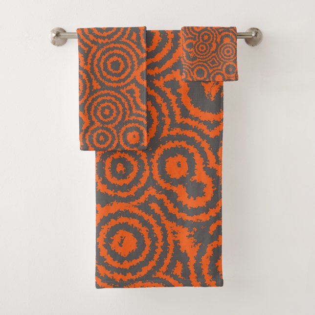 Conjunto De Toalhas abstrato de laranja e cinza (Insitu)