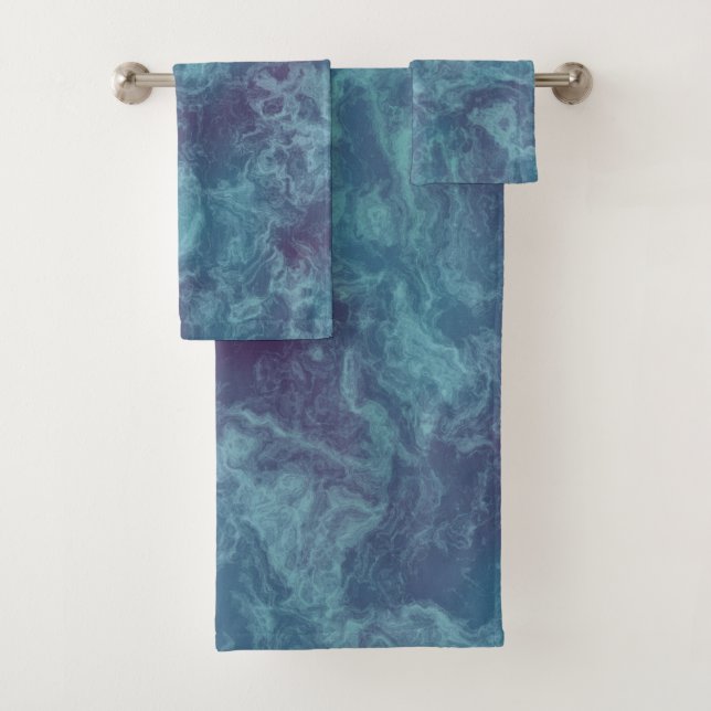 Conjunto De Toalhas Abstrato de mármore azul e roxo (Insitu)