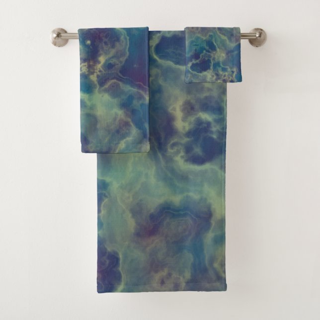 Conjunto De Toalhas Abstrato de mármore azul e roxo (Insitu)