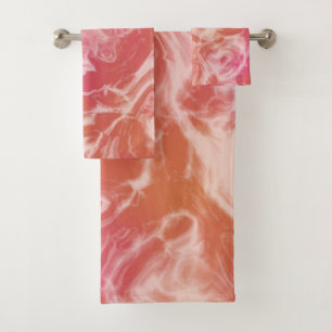 Conjunto De Toalhas Abstrato de mármore rosa e laranja