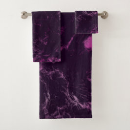 Conjunto De Toalhas abstrato de mármore rosa e roxo