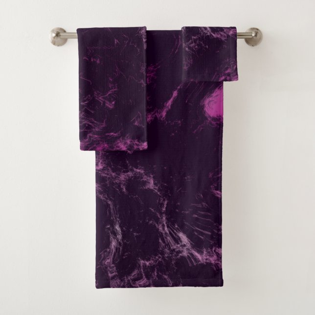 Conjunto De Toalhas abstrato de mármore rosa e roxo (Insitu)