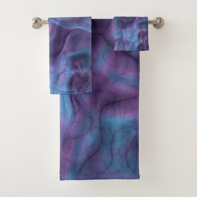 Conjunto De Toalhas abstrato de mármore roxo e azul (Insitu)