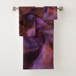 Conjunto De Toalhas abstrato de mármore roxo e laranja