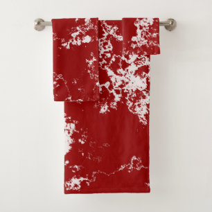 Conjunto De Toalhas Abstrato de mármore vermelho e branco