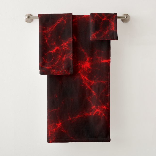 Conjunto De Toalhas Abstrato de mármore vermelho e preto (Insitu)