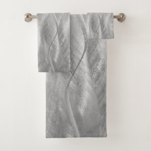 Conjunto De Toalhas Abstrato de metal escovado com prata
