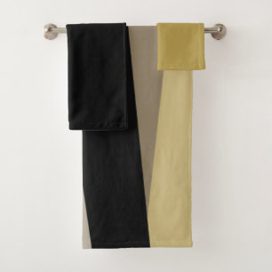 Conjunto De Toalhas abstrato de ouro e preto