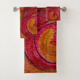 Conjunto De Toalhas Abstrato de Padrão Bonito De Cores De Água E Tinta