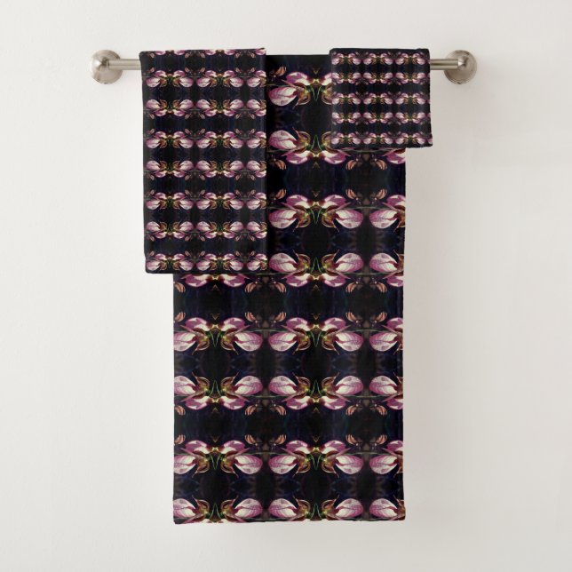 Conjunto De Toalhas Abstrato de Par de Orquídea Rosa Selvagem (Insitu)