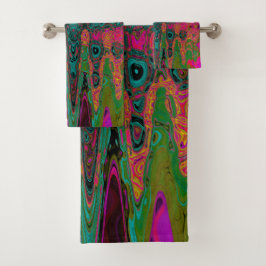 Conjunto De Toalhas Abstrato de Turquesa de Trippy Ondas Atômicas Retr