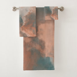 Conjunto De Toalhas Abstrato de Turquesa e de Pêssego