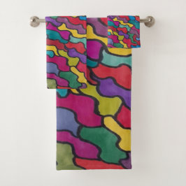 Conjunto De Toalhas Abstrato do Arco-Íris 