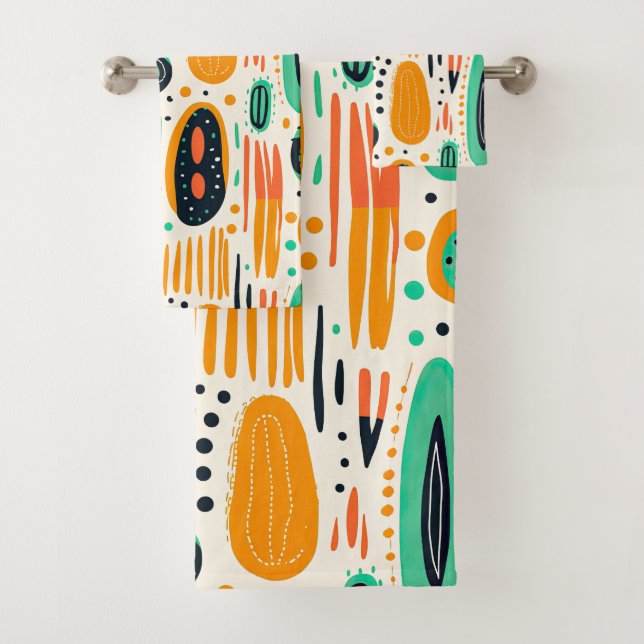 Conjunto De Toalhas ABSTRATO do BOHO - Padrão Amarelo&Verde (Insitu)