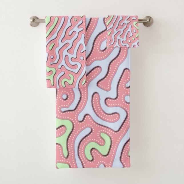 Conjunto De Toalhas Abstrato do Pastel Kawaii - Design de Splatter Col (Insitu)