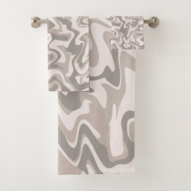 Conjunto De Toalhas Abstrato elegante - Trilha de ondas ondulada moder (Insitu)