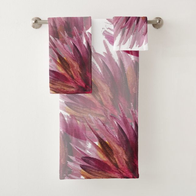 Conjunto De Toalhas Abstrato Floral Aquarela pintada à mão (Insitu)