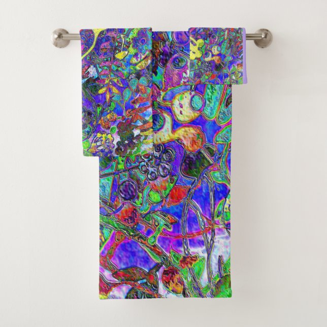 Conjunto De Toalhas abstrato floral vibrante 1 (Insitu)