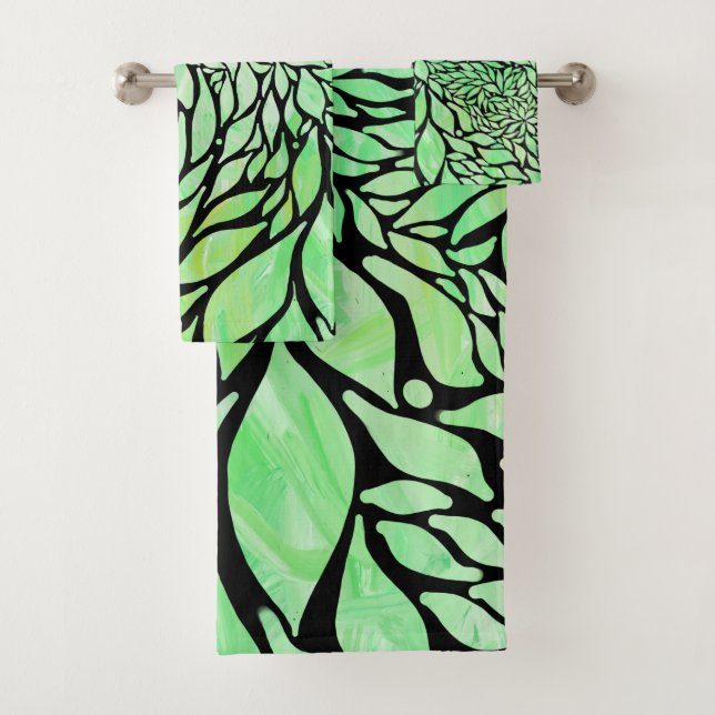 Conjunto De Toalhas Abstrato folha texturizada design (Insitu)