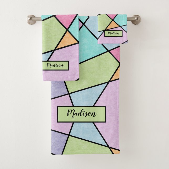 Conjunto De Toalhas Abstrato geométrico do pastel do fosco (Insitu)