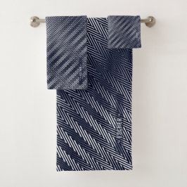 Conjunto De Toalhas Abstrato Geométrico Manly Black and White Strips