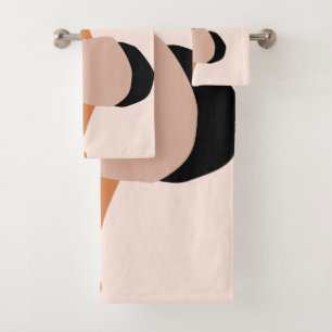 Conjunto De Toalhas abstrato geométrico preto-de-rosa moderno