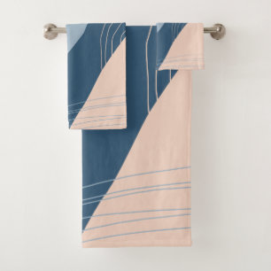 Conjunto De Toalhas abstrato geométrico preto-de-rosa moderno