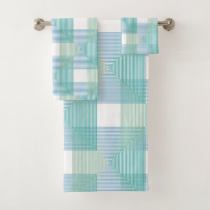 Conjunto De Toalhas Abstrato Geométrico Squares Bath Totoset - Moderno