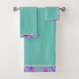 Conjunto De Toalhas Abstrato Geométrico Volante Verde Elegante 1