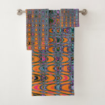 Abstrato Laranja e Aqua Retro Boomerang Ondas