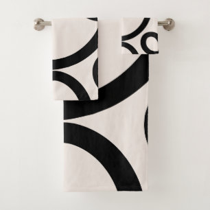Conjunto De Toalhas Abstrato Linha Preta e Branca