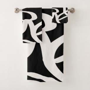 Conjunto De Toalhas Abstrato Linhas Negras Modernas E Natas Negras De 