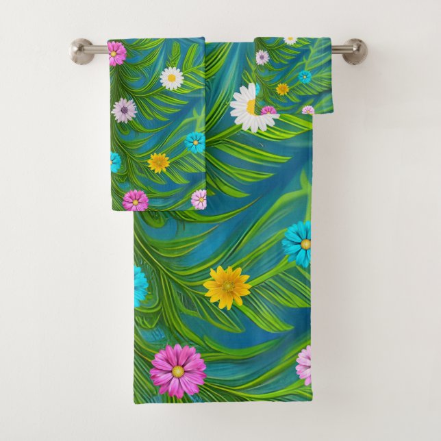 Conjunto De Toalhas Abstrato Little Daisy Garden (Insitu)