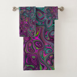 Conjunto De Toalhas Abstrato Magenta e azul-lacrimogênio