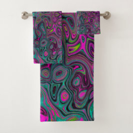 Conjunto De Toalhas Abstrato Magenta e azul-lacrimogênio