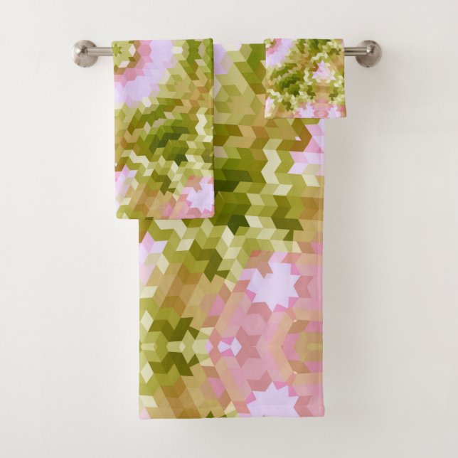 Conjunto De Toalhas Abstrato mandala kaleidoscope em formas redondas (Insitu)