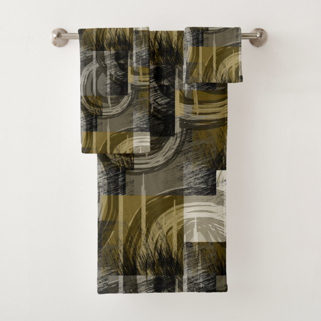 Conjunto De Toalhas Abstrato, marrom monocromático (Insitu)