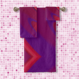 Conjunto De Toalhas Abstrato Minimalista Roxo Vermelho Moderno