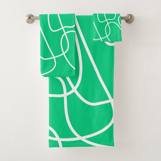 Conjunto De Toalhas Abstrato Moderna Arte em Verde (Insitu)