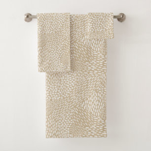Conjunto De Toalhas Abstrato Moderno Pincel Trave Khaki Tan