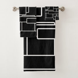 Conjunto De Toalhas Abstrato moderno preto e branco