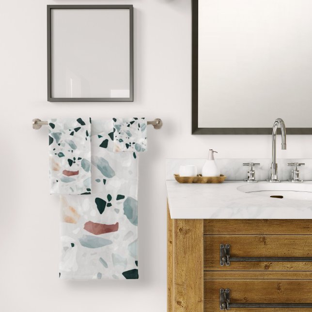 Conjunto De Toalhas Abstrato moderno Terrazzo Pattern (Modern Abstract Terrazzo Pattern Bath Towel Set by Looly Elzayat)