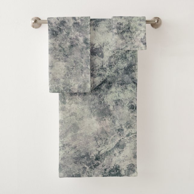Conjunto De Toalhas Abstrato moderno Textura de Cinza Lavanda Verde (Insitu)