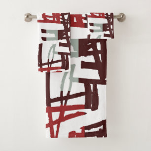 Conjunto De Toalhas Abstrato Moderno Vermelho e Verde